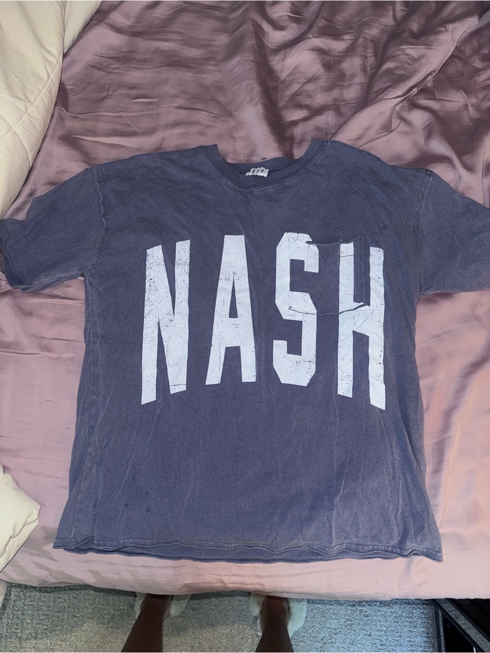 NASH Short Sleeve Tee in Washed Purple with White Logo